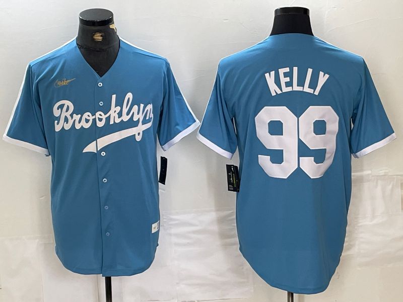 Men Los Angeles Dodgers #99 Kelly Light blue Throwback 2024 Nike MLB Jersey style 1->los angeles dodgers->MLB Jersey